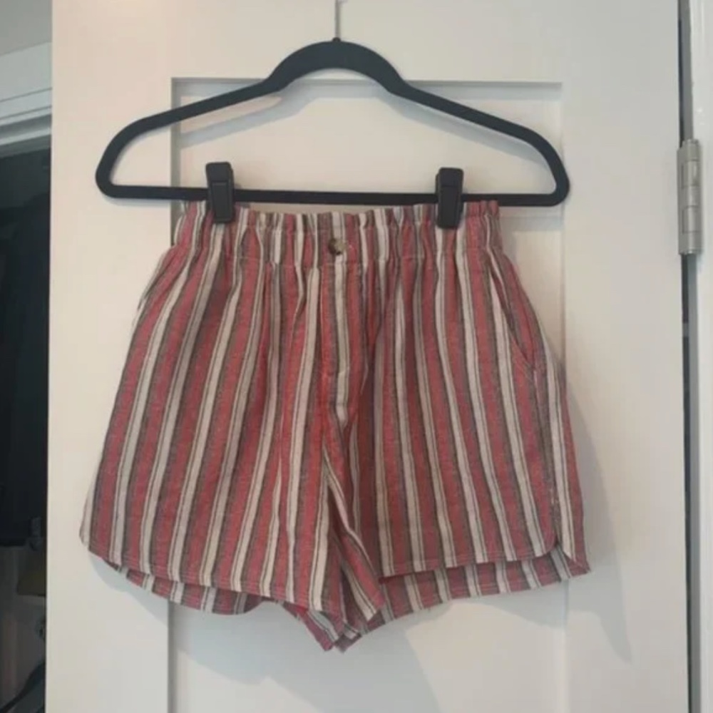 Nasty Gal Red Striped Circus High Waist Mo: Vintage Shorts [Small]